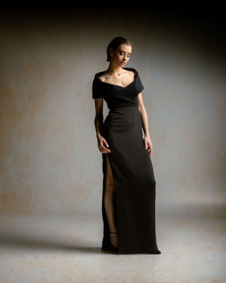 NOIR LUMIERE - Kleid mit Schalkragen