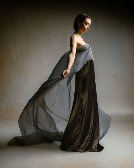 CELESTIAL - schmales Bustierkleid mit Organza Volant