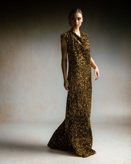 STARFALL - Paillettenkleid mit Wasserfallausschnitt