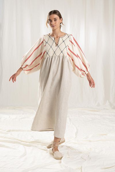 kleid adelina long natural & red