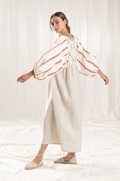 kleid adelina long natural & red