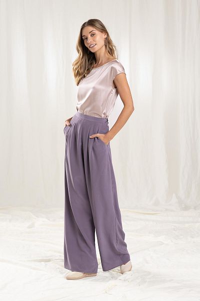 nos_122 hose mit bundfalten und weitem bein