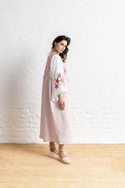 kleid jane long pink & red flowers