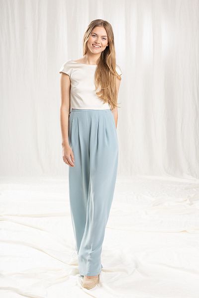nos_122 hose mit bundfalten und weitem bein