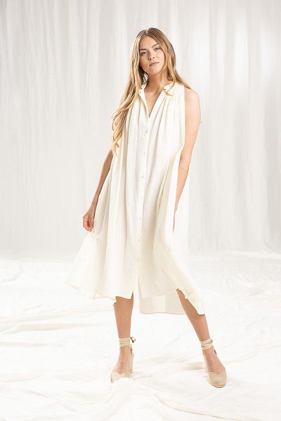 nos_133 kleid mit faltenkragen und knopfleiste